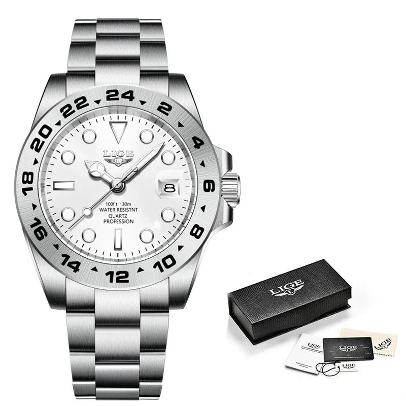 LIGE 2024 New Mens Watches Top Brand Luxury Fashion Date Clock Sport Mens Quartz Wristwatchساعات رجالية جديدة من LIGE 2024، علامة تجارية فاخرة، ساعة رياضية للرجال، كوارتز، ساعة معصم (Copy) (Copy)