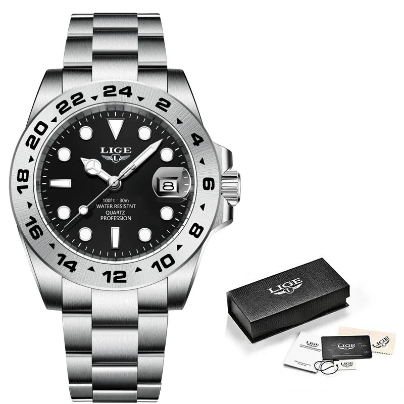 Reloj LIGE Top Brand Luxury Fashion Diver Watch Men Waterproof Date Clock Sport Watches Mens Quartz Wristwatch Relogio Masculino