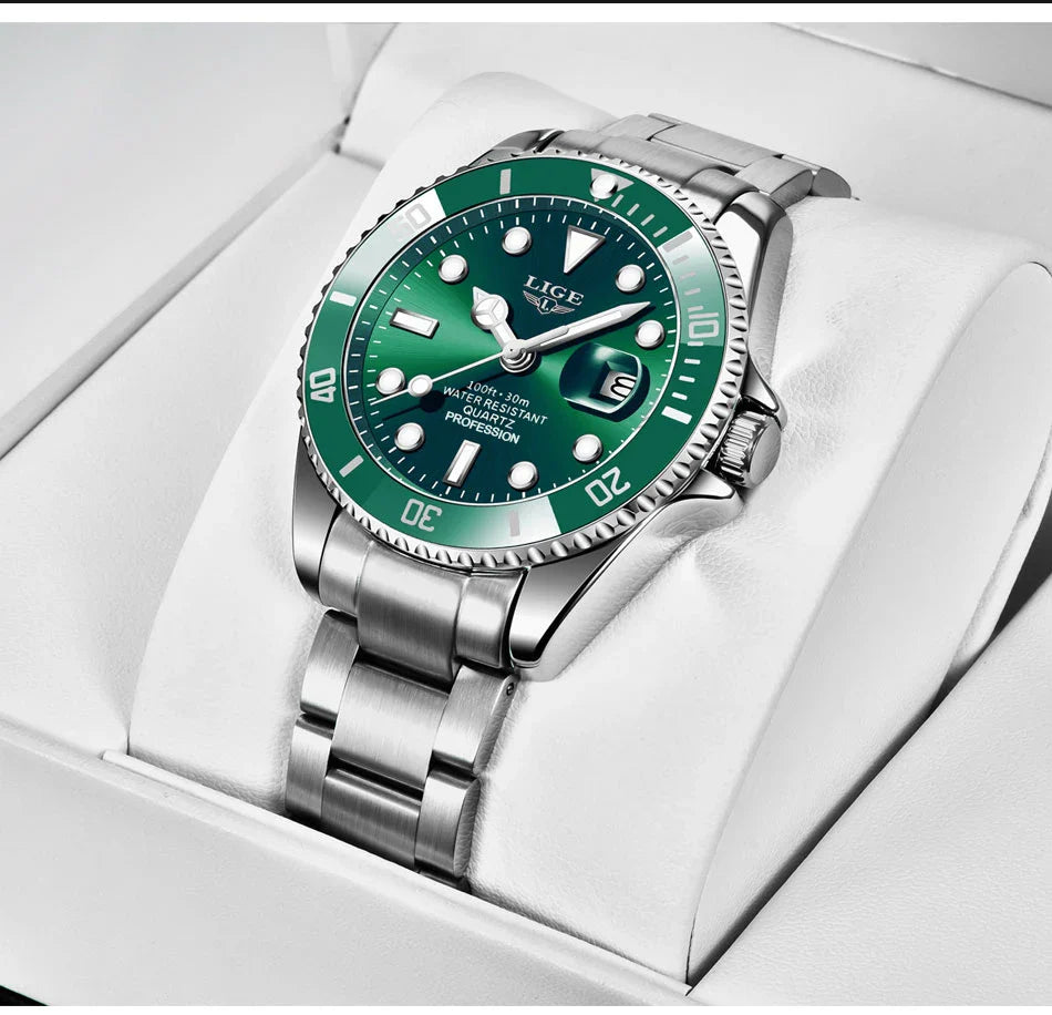 Reloj LIGE Top Brand Luxury Fashion Diver Watch Men Waterproof Date Clock Sport Watches Mens Quartz Wristwatch Relogio Masculino