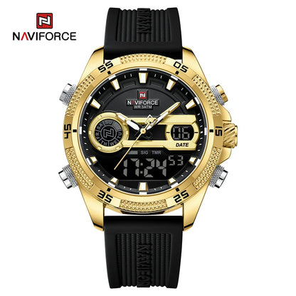 ساعة NAVIFORCE 9223 الإلكترونية للرجال، كوارتز، مقاومة للماء، متعددة الوظائف، بسوار من السيليكون، ساعة رياضية إلكترونية للرجال