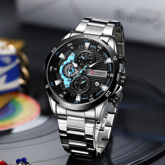 Curren 8402 Men Watch Business ساعة  للرجال، كوارتز، ساعة يد جديدة
