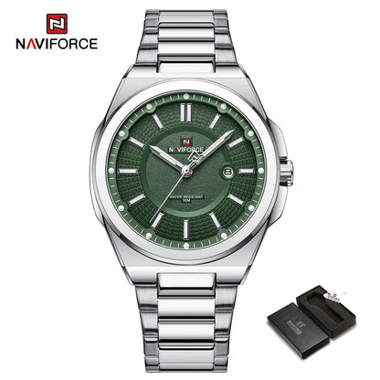 ساعة NAVIFORCE NF9212 الرجالية الجديدة بسوار من الفولاذ المقاوم للصدأ، ساعات يد عسكرية كاجوال للرجال، مقاومة للماء، كوارتز، ساعة تقويمية