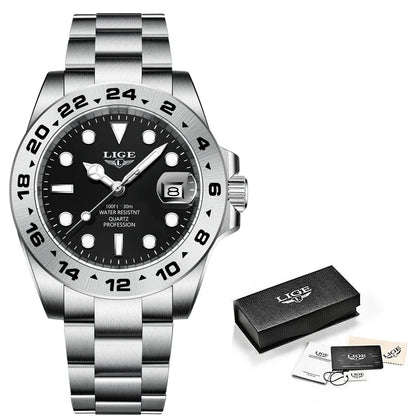 Reloj LIGE Top Brand Luxury Fashion Diver Watch Men Waterproof Date Clock Sport Watches Mens Quartz Wristwatch Relogio Masculino
