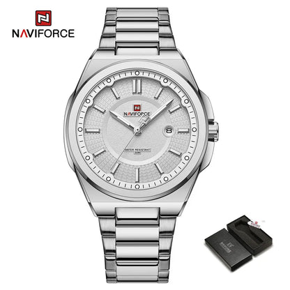 ساعة NAVIFORCE NF9212 الرجالية الجديدة بسوار من الفولاذ المقاوم للصدأ، ساعات يد عسكرية كاجوال للرجال، مقاومة للماء، كوارتز، ساعة تقويمية
