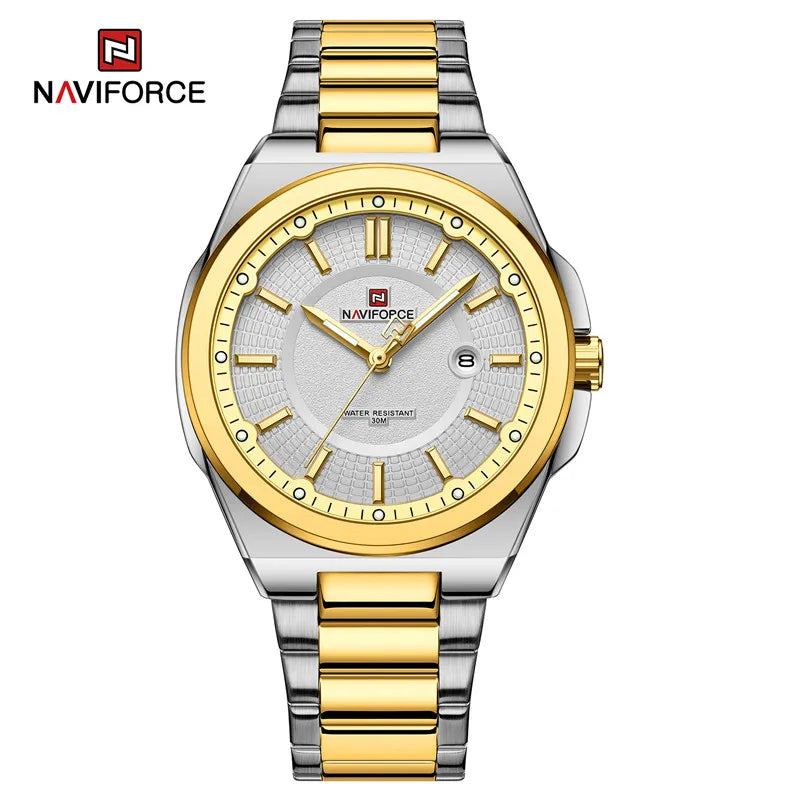 ساعة NAVIFORCE NF9212 الرجالية الجديدة بسوار من الفولاذ المقاوم للصدأ، ساعات يد عسكرية كاجوال للرجال، مقاومة للماء، كوارتز، ساعة تقويمية